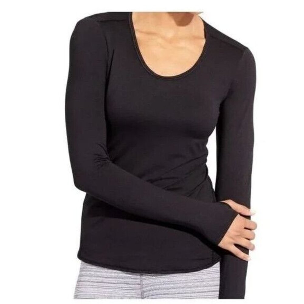 Athleta Chi Long Sleeve Top, Black, Size Medium Tall